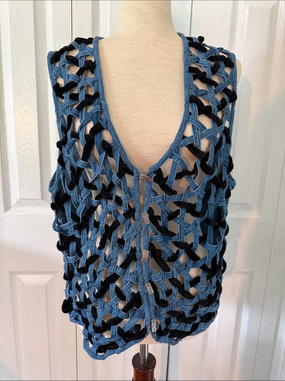 Vintage 90s Paul Harris Design Denim Vest Sz XL